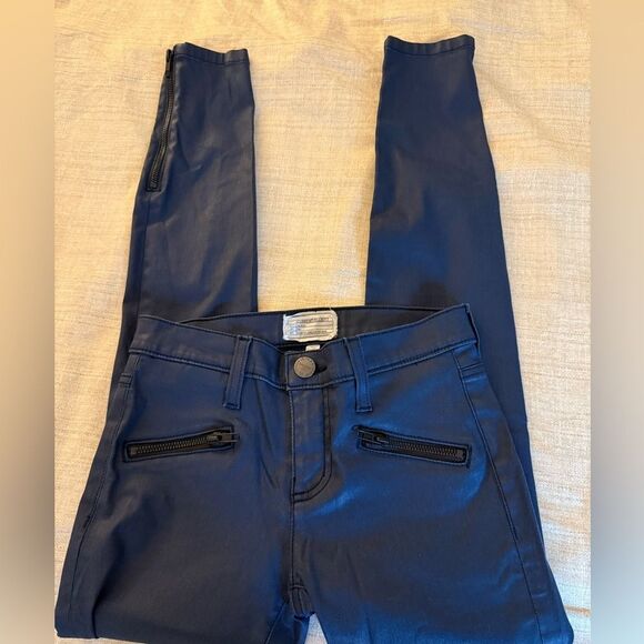Current/Elliot SoHo Zip Stiletto Blue Waxed Coated Woman’s Jeans. Size 24. - Picture 2 of 9